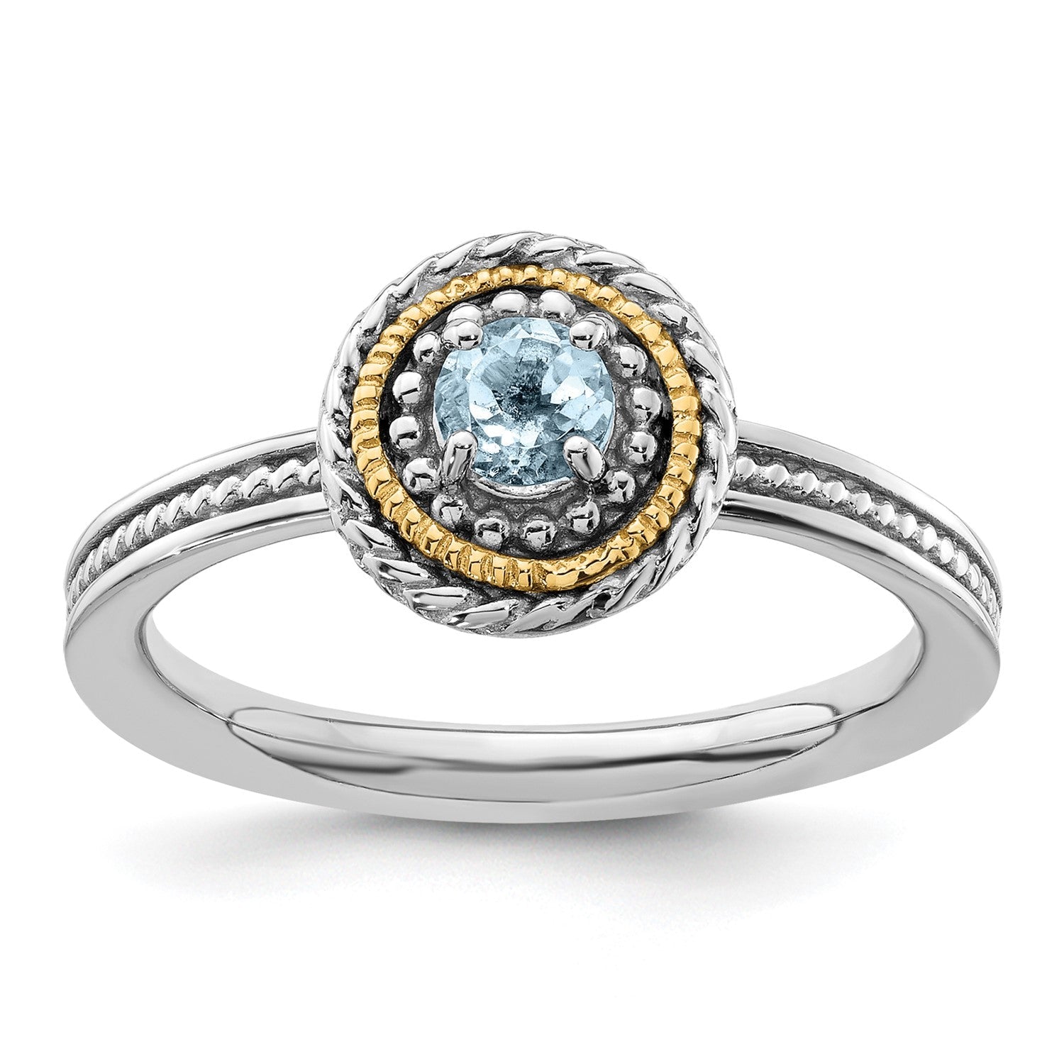 Sterling Silver and 14k Yellow Gold Stackable Expressions Sterling Silver Birthstone Ring - JewelryAffairs