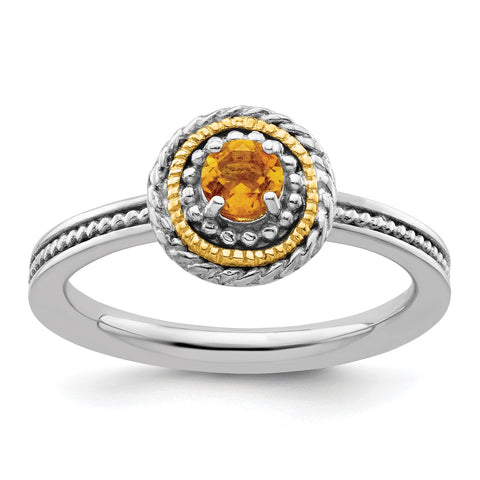 Sterling Silver and 14k Yellow Gold Stackable Expressions Sterling Silver Birthstone Ring