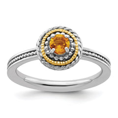 Sterling Silver and 14k Yellow Gold Stackable Expressions Sterling Silver Birthstone Ring
