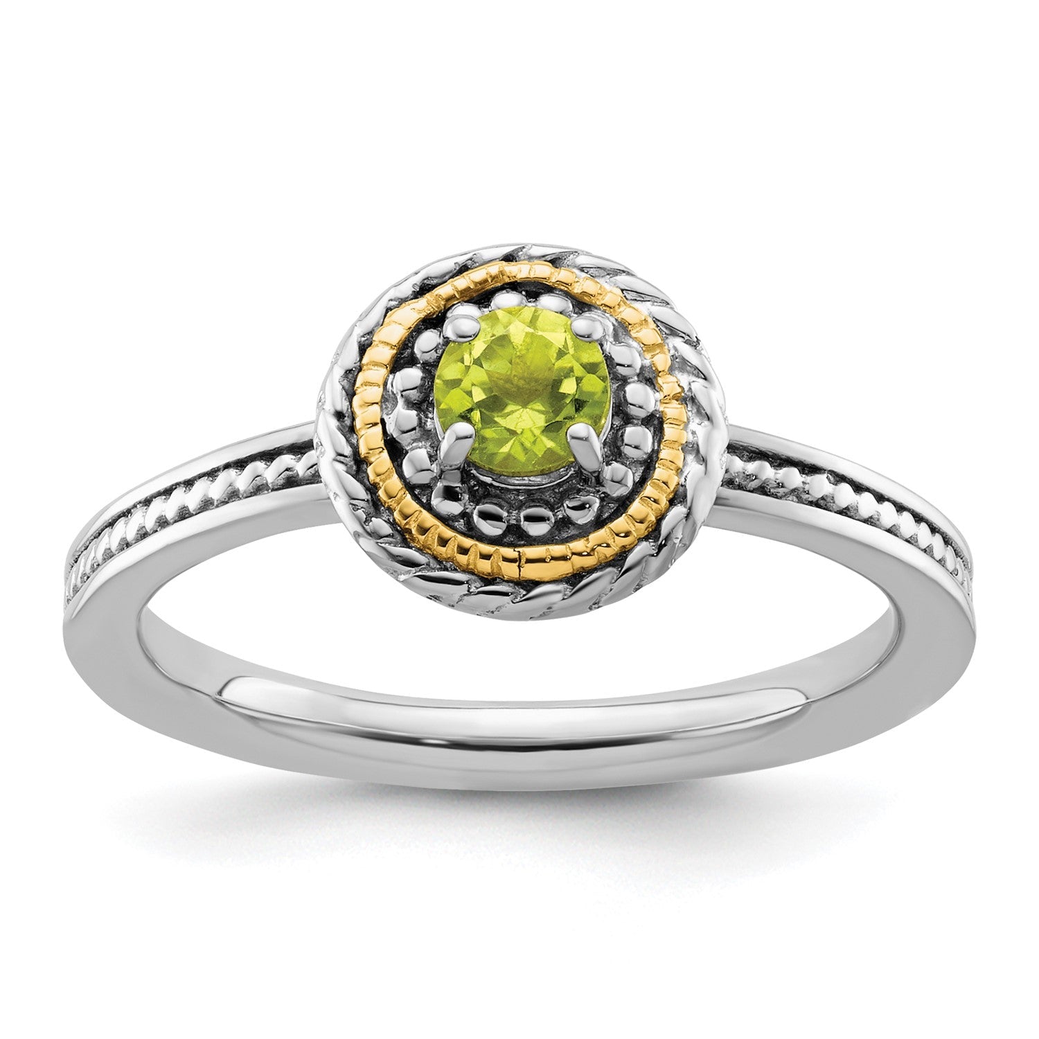 Sterling Silver and 14k Yellow Gold Stackable Expressions Sterling Silver Birthstone Ring - JewelryAffairs