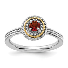 Sterling Silver and 14k Yellow Gold Stackable Expressions Sterling Silver Birthstone Ring