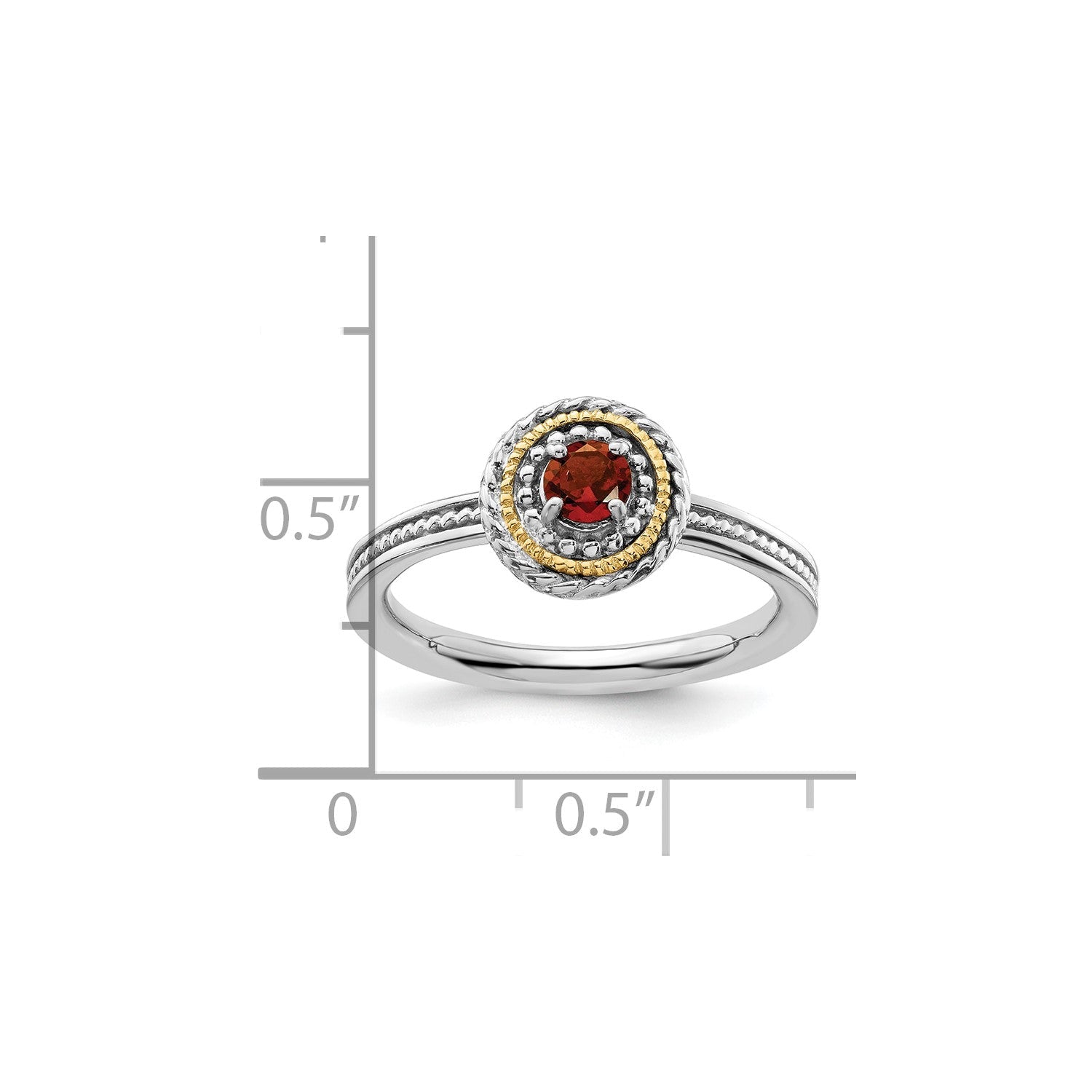 Sterling Silver and 14k Yellow Gold Stackable Expressions Sterling Silver Birthstone Ring - JewelryAffairs