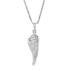 Sterling Silver Angel Wing Pendant Necklace, 18" - JewelryAffairs