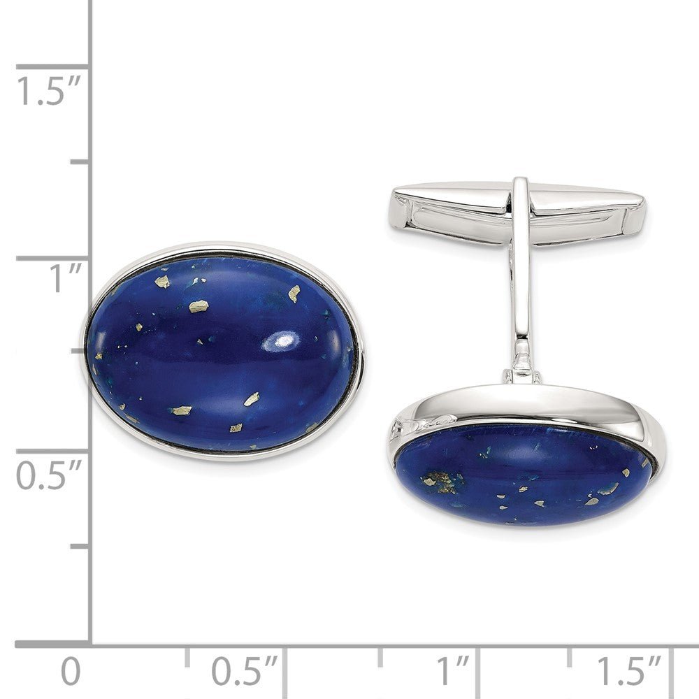 Sterling Silver Cabochon Lapis Cuff Links - JewelryAffairs