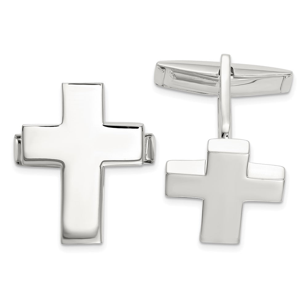 Sterling Silver Cross Cuff Links - JewelryAffairs