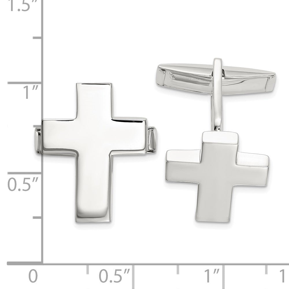 Sterling Silver Cross Cuff Links - JewelryAffairs
