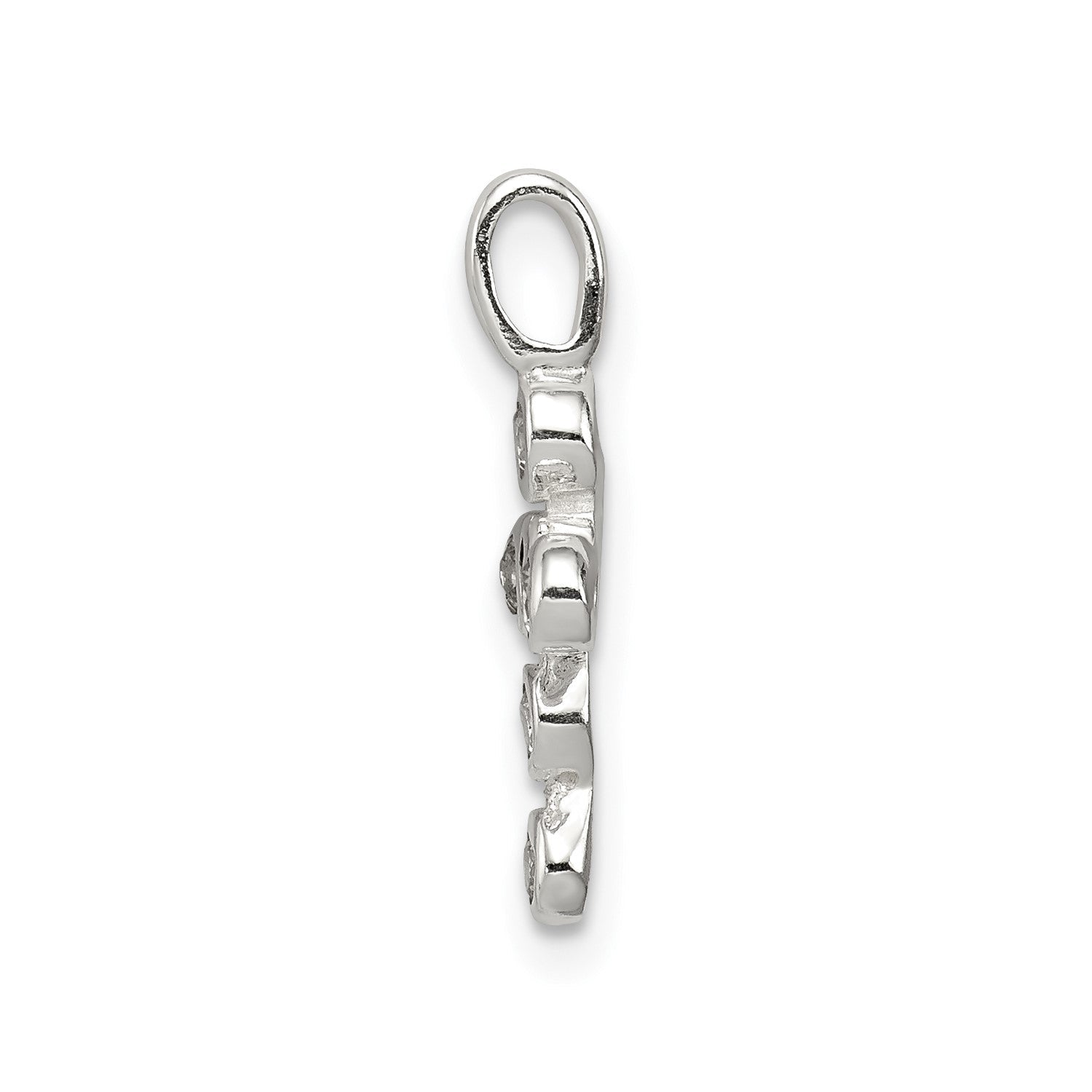 Sterling Silver Cross Pendant with Cubic Zirconia Stones, 14x10mm - JewelryAffairs
