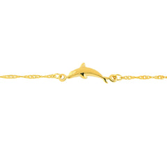 Sterling Silver Dolphin Ankle Bracelet, 10 Inch, Adjustable Chain