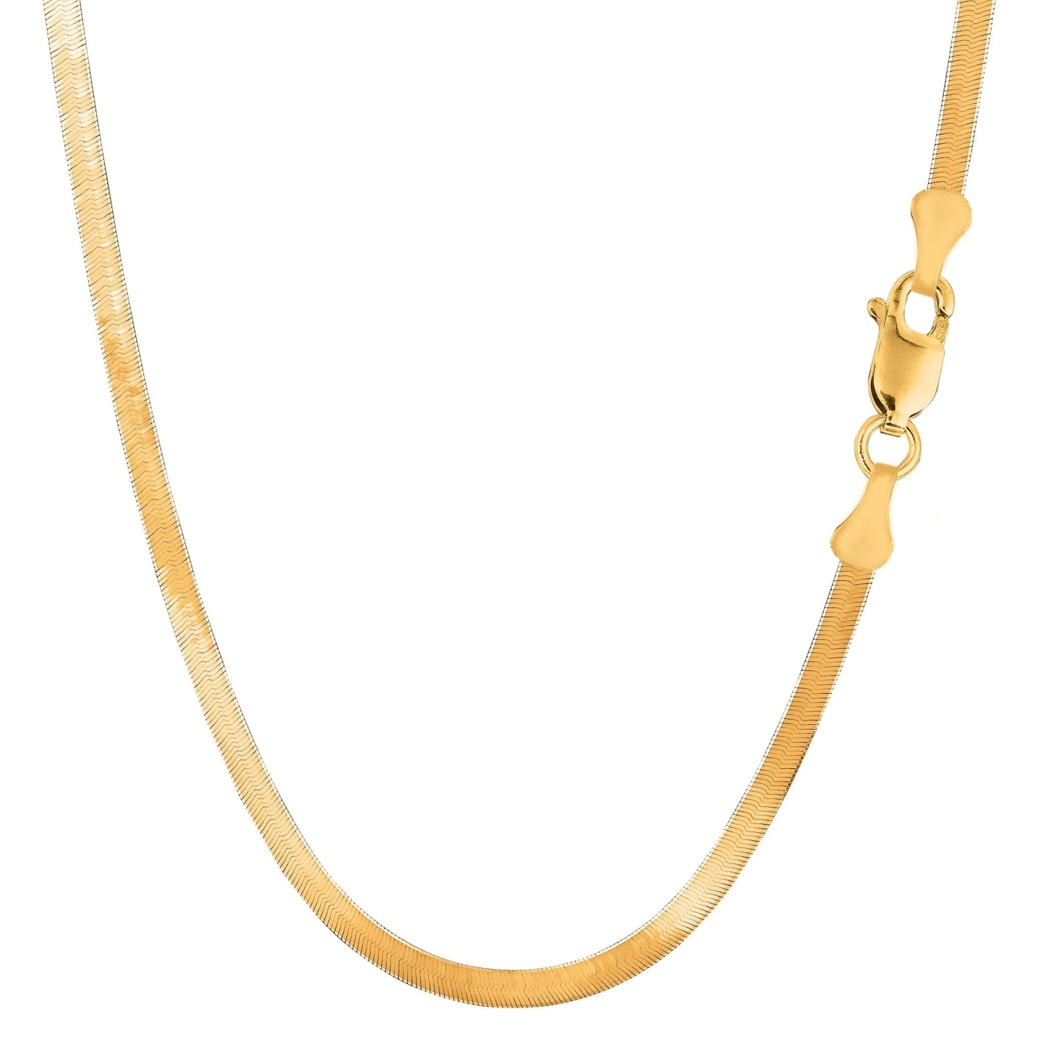 Sterling Silver Gold Plated Herringbone Chain Necklace - JewelryAffairs