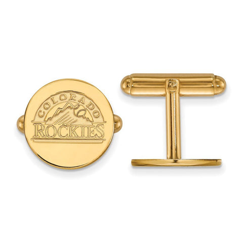 Sterling Silver Gold-plated MLB LogoArt Colorado Rockies Cuff Links