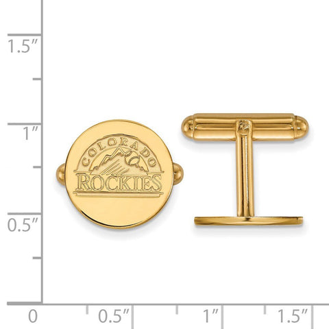 Sterling Silver Gold-plated MLB LogoArt Colorado Rockies Cuff Links