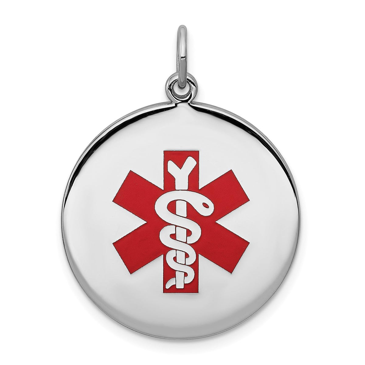 Sterling Silver Medical Alert Disc Pendant, 25mm - JewelryAffairs