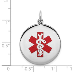 Sterling Silver Medical Alert Disc Pendant, 25mm - JewelryAffairs