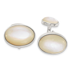 Sterling Silver Oval Mother of Pearl Cuff Links - JewelryAffairs