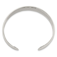 Sterling Silver Polished 13.5mm Domed Hammered Cuff Bangle - JewelryAffairs