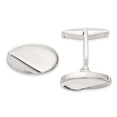 Sterling Silver Polished and Textured Oval Cuff Links - JewelryAffairs