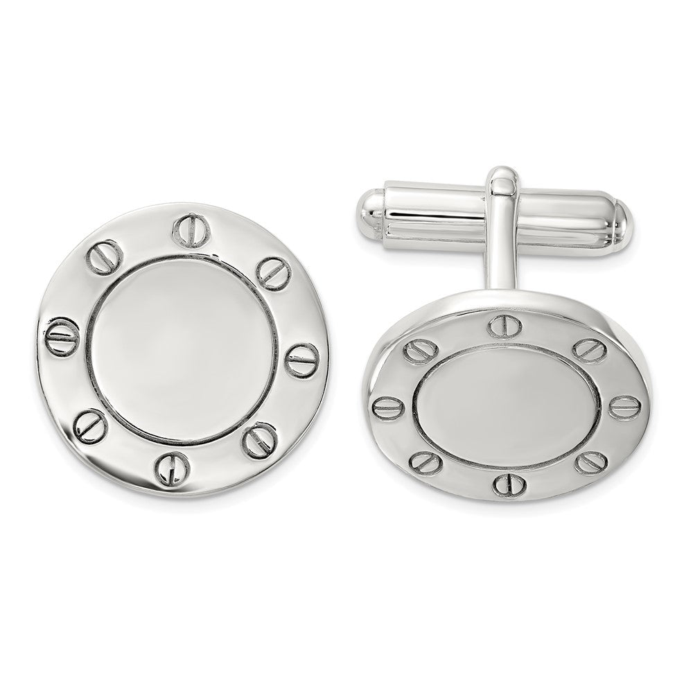 Sterling Silver Polished Circle Cuff Links - JewelryAffairs