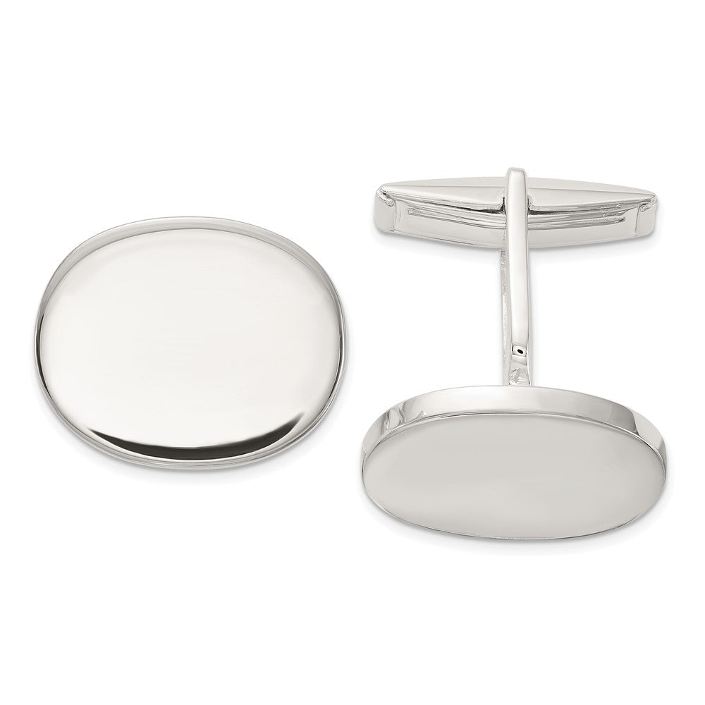 Sterling Silver Polished Oval Cuff Links - JewelryAffairs