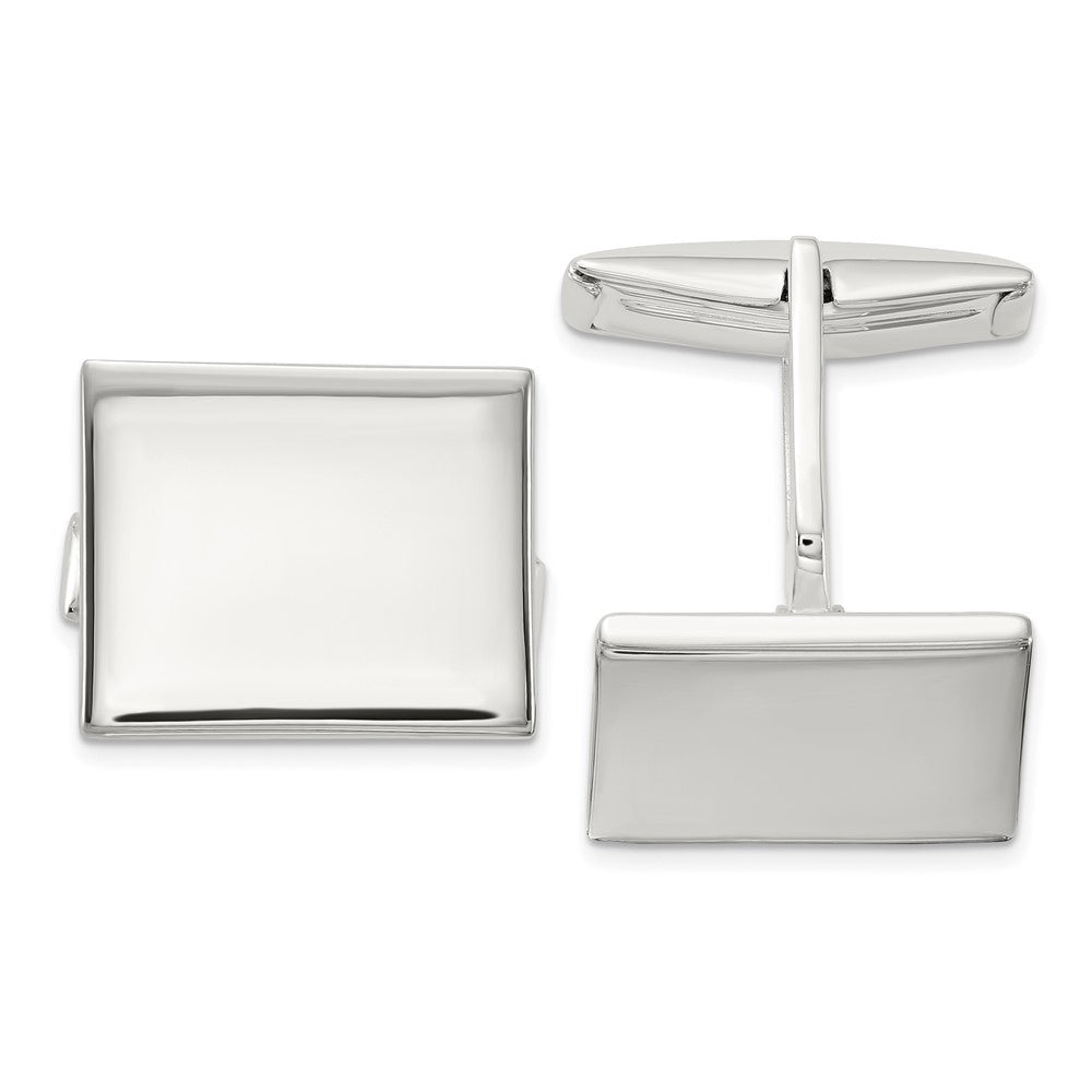Sterling Silver Polished Rectangle Cuff Links - JewelryAffairs