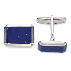 Sterling Silver Rectangle Lapis Cuff Links - JewelryAffairs