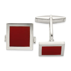 Sterling Silver Red Agate Cuff Links - JewelryAffairs