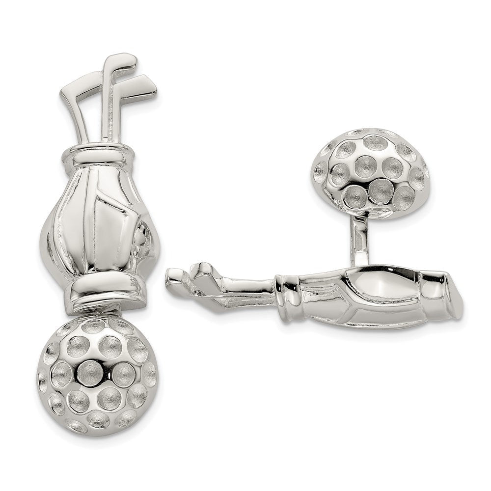 Sterling Silver Reversible Golf Clubs &Ball Cufflinks - JewelryAffairs