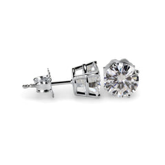 Sterling Silver Rhodium Finish Round Cubic Zirconia Stud Earring