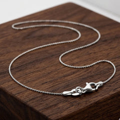 Sterling Silver Rhodium Plated Cable Chain Necklace, 0.6mm