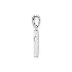 Sterling Silver Rhodium - Plated Cubic Zirconia Cross Pendant, 20mm x 8mm - JewelryAffairs