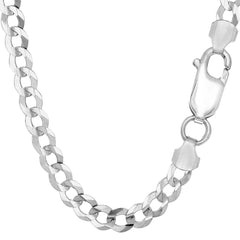 Sterling Silver Rhodium Plated Curb Chain Bracelet, 8.5