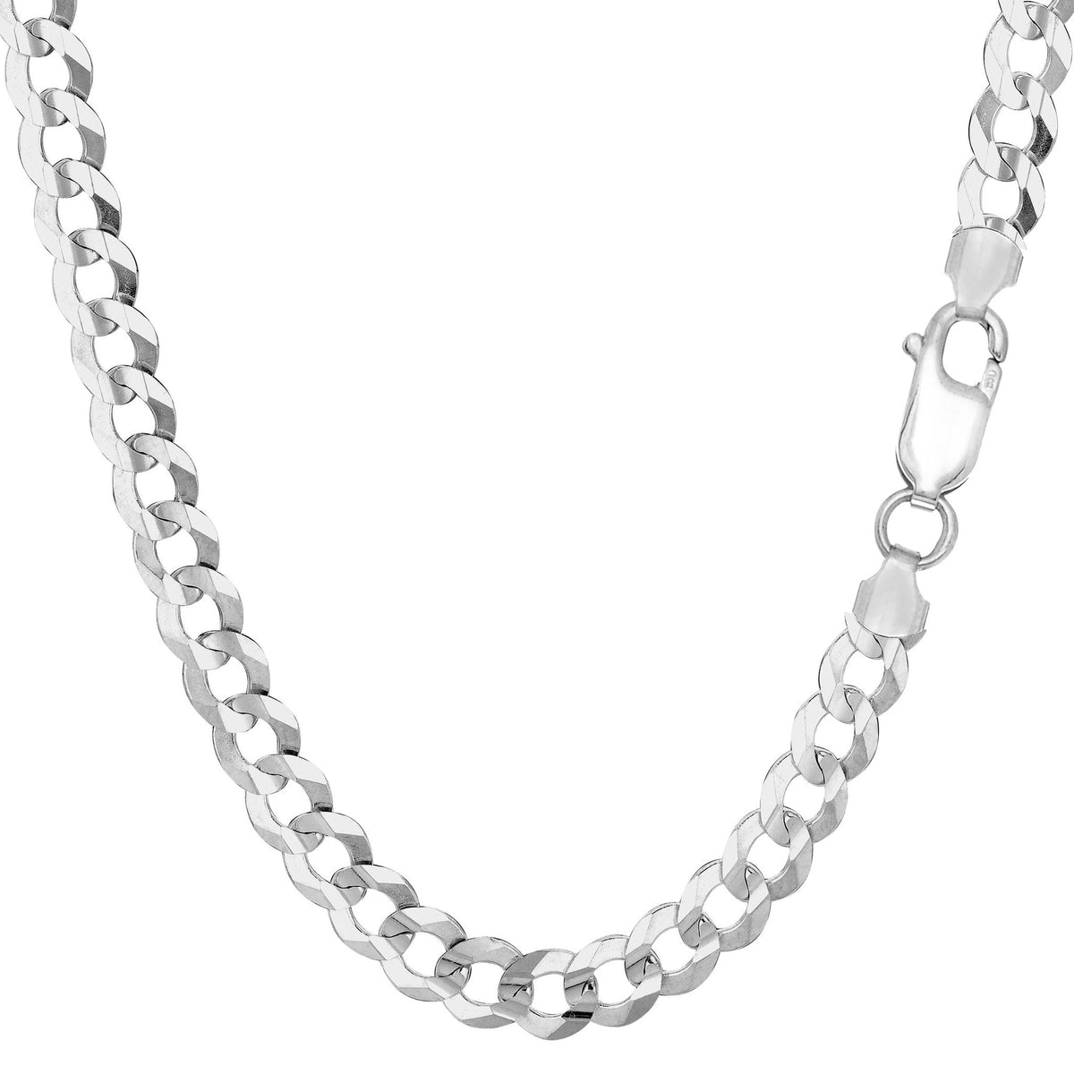 Sterling Silver Rhodium Plated Curb Chain Bracelet, 8.5