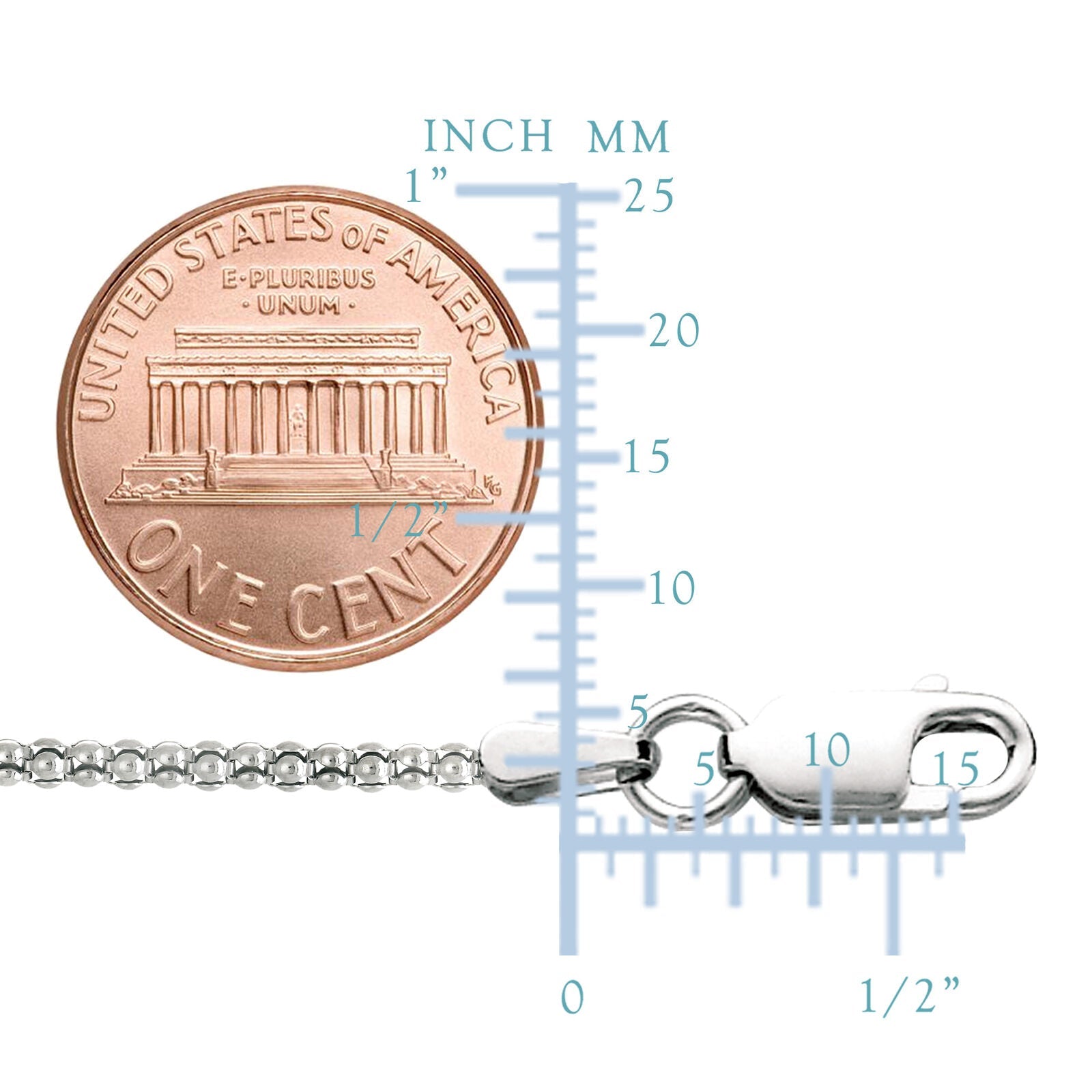 Sterling Silver Rhodium Plated Fancy Popcorn Rope Chain Necklace, 1,8mm