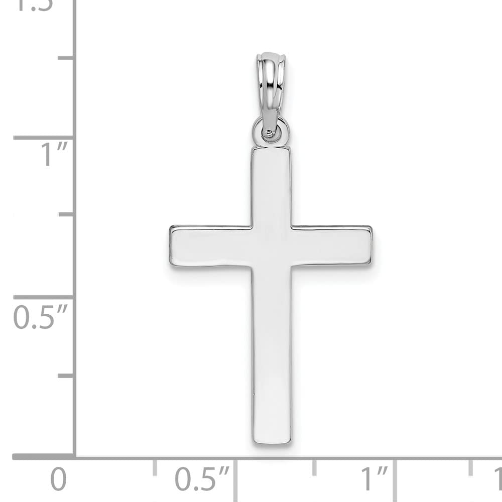 Sterling Silver Rhodium Plated Latin Cross Pendant, 24 x 16mm - JewelryAffairs