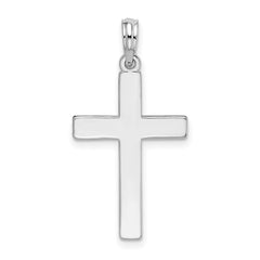 Sterling Silver Rhodium Plated Latin Cross Pendant, 24 x 16mm - JewelryAffairs