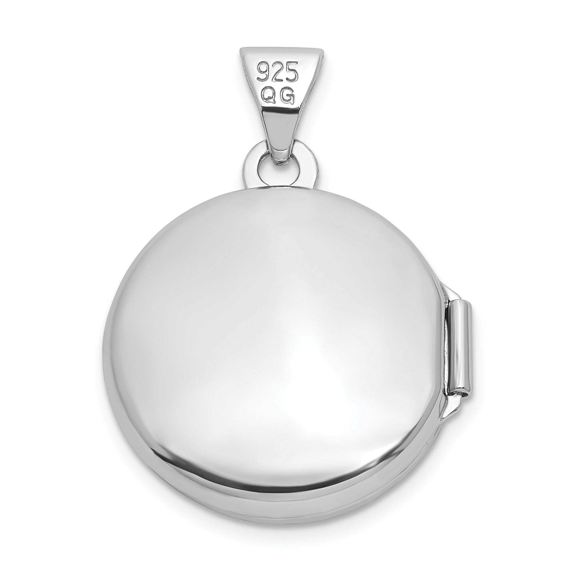 Sterling Silver Rhodium - plated Saint Christopher Protect Us 16mm Round Locket - JewelryAffairs