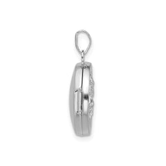 Sterling Silver Rhodium - plated Saint Christopher Protect Us 16mm Round Locket - JewelryAffairs