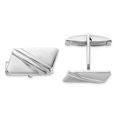 Sterling Silver Rhodium - plated Stripe Design Cuff Links - JewelryAffairs