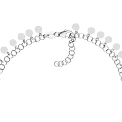 Sterling Silver Round Link Hanging Circle Charms Anklet, 10"