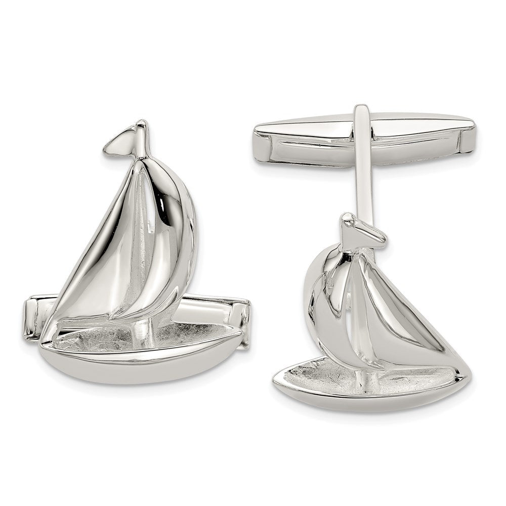 Sterling Silver Sail Boat Cuff Links - JewelryAffairs