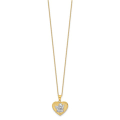 Sterling Silver With Gold Tone Angel and Heart 18in Pendant Necklace