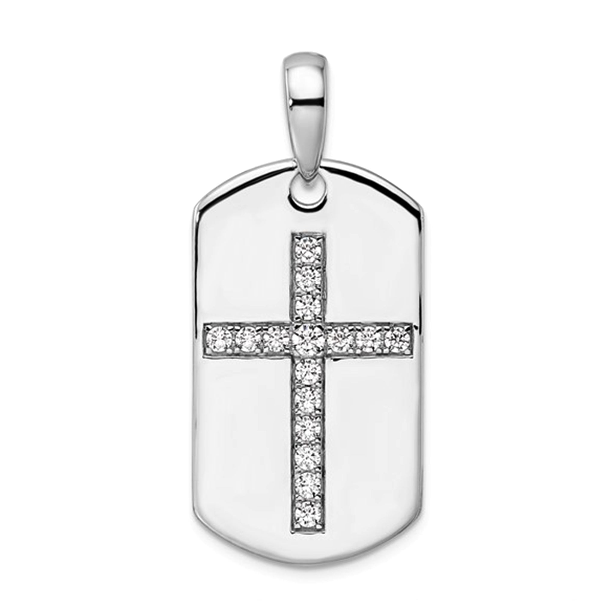 14k Gold Lab Grown Diamond Men's Cross Dog Tag Pendant fine designer jewelry for men and women