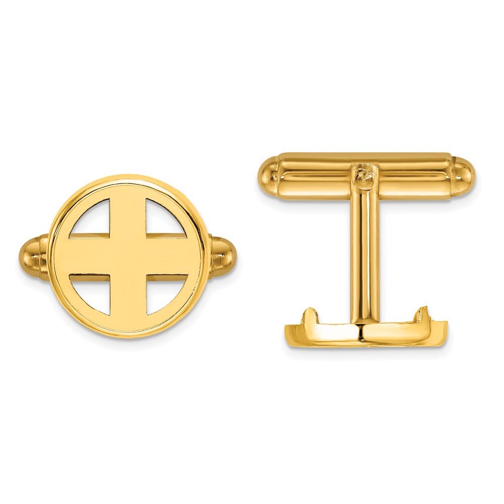 Wideband Distinguished Coin Jewelry 14k Real Gold Men's Polished Classic 13.0mm Coin Bezel Cuff Links - JewelryAffairs