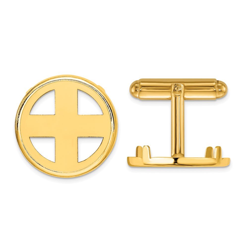 Wideband Distinguished Coin Jewelry 14k Real Gold Men's Polished Classic 17.8mm Coin Bezel Cuff Links - JewelryAffairs