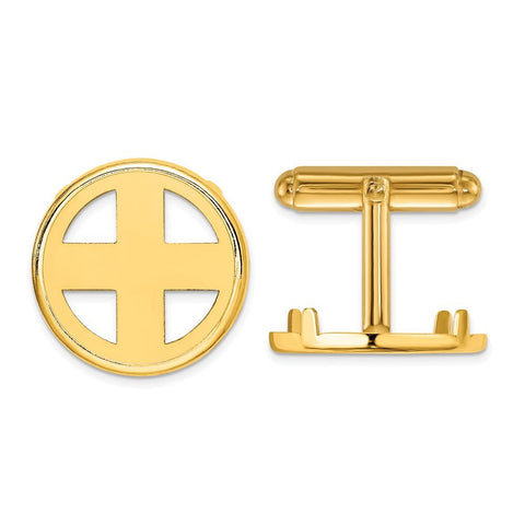 Wideband Distinguished Coin Jewelry 14k Real Gold Men's Polished Classic 17.8mm Coin Bezel Cuff Links