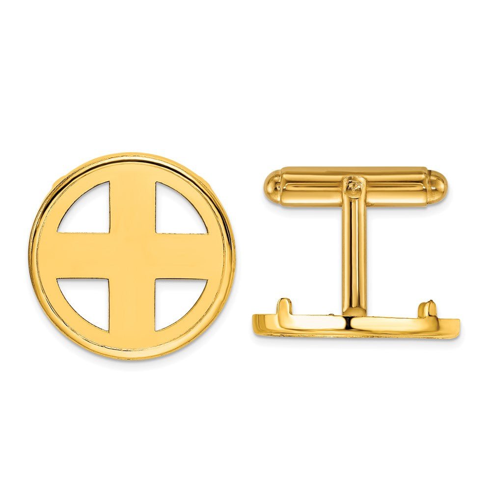 Wideband Distinguished Coin Jewelry 14k Real Gold Men's Polished Classic 19.5mm Coin Bezel Cuff Links - JewelryAffairs