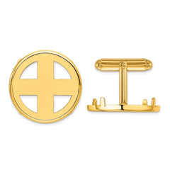 Wideband Distinguished Coin Jewelry 14k Real Gold Men's Polished Classic 21.6mm Coin Bezel Cuff Links - JewelryAffairs