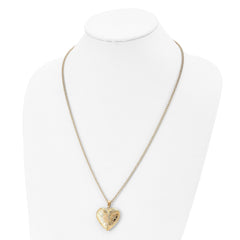 Yellow Heart Locket Pendant on a 24 inch Curb Chain Necklace - JewelryAffairs