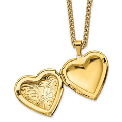 Yellow Heart Locket Pendant on a 24 inch Curb Chain Necklace - JewelryAffairs