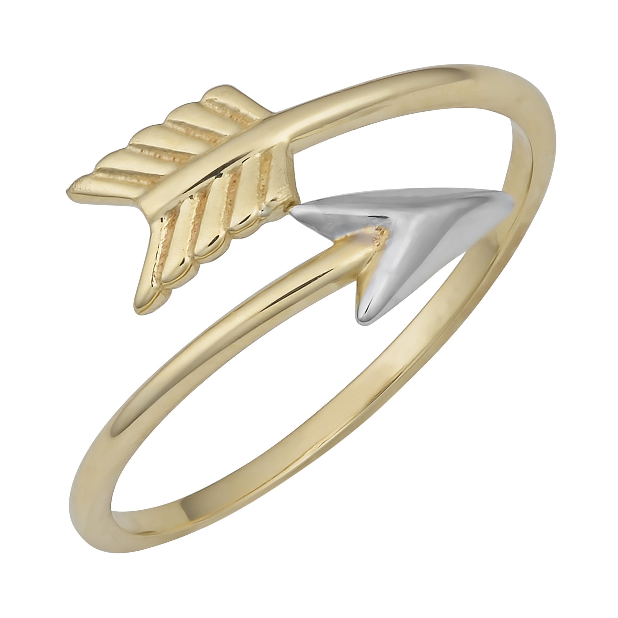 10k Two Tone Gold Bypass Arrow Ring - JewelryAffairs
