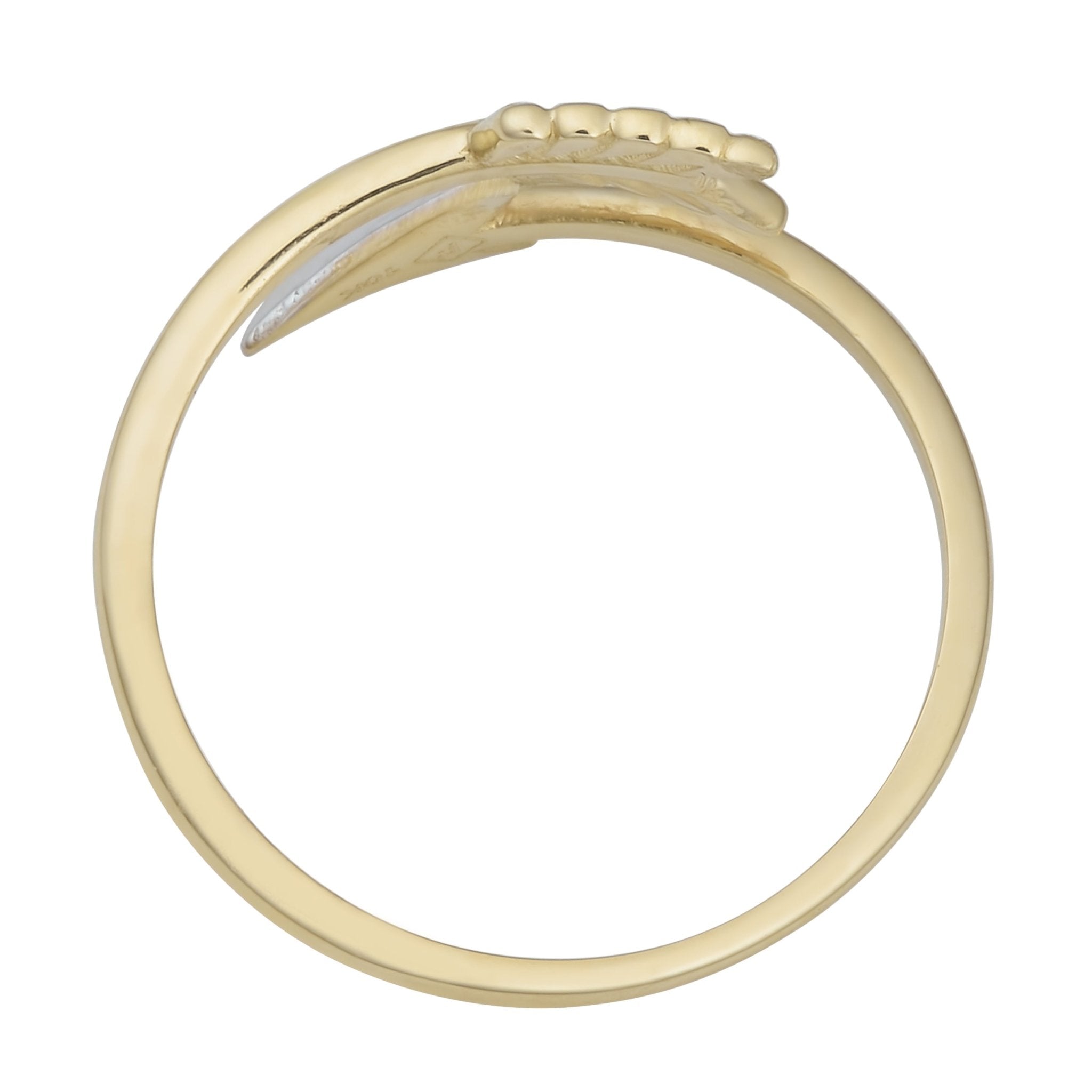 10k Two Tone Gold Bypass Arrow Ring - JewelryAffairs